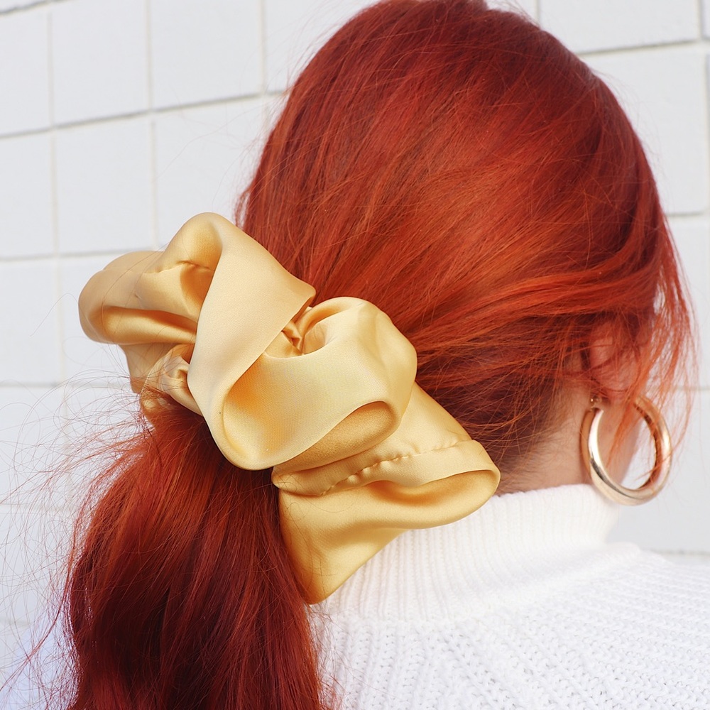 Oversized Satin Scrunchie in Honey Mustard